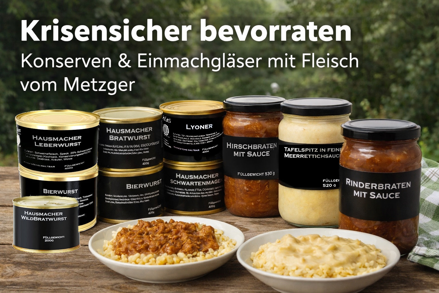Notvorrat Fleisch Konserven Metzgerei