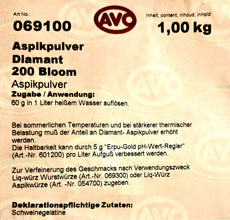 AVO | Aspikpulver | Diamant 200 Bloom | Gelantine | Speisegelantine | 1kg