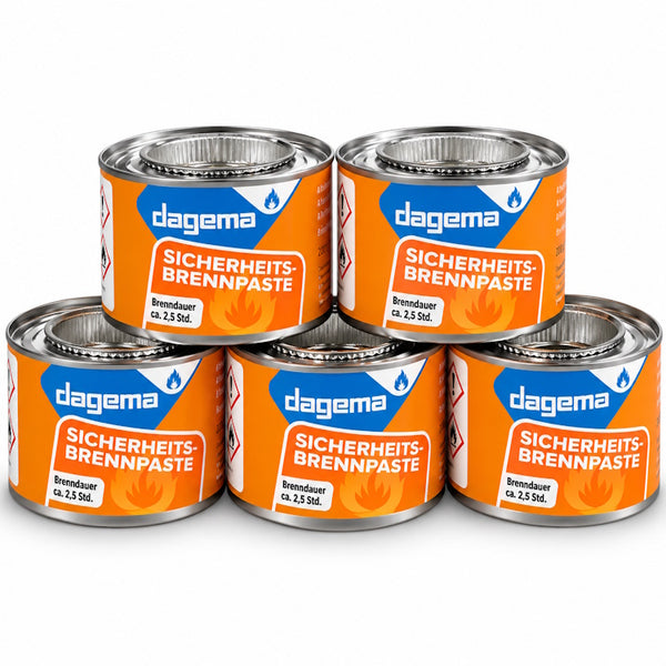 Sicherheits-Brennpaste 5 × 200 g – ca. 2,5 Stunden Brenndauer | Für Chafing Dishes, Buffet & Catering