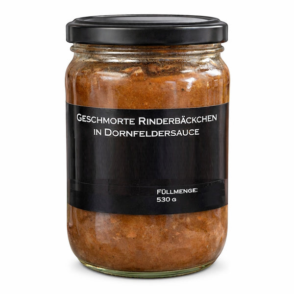 Geschmorte Rinderbäckchen in Dornfeldersauce 530g (Glutenfrei)