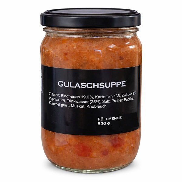 Gulaschsuppe – herzhaftes Rindergulasch im Glas 520g (gluteinfrei)