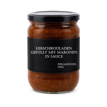 Hirschrouladen gefüllt mit Maronen in Sauce 520g (glutenfrei)