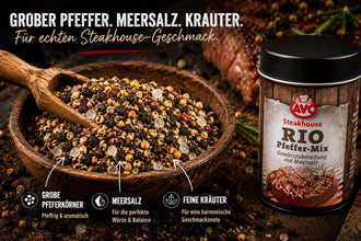 RIO Pfeffer-Mix Steakhouse 75g – Steakpfeffer mit Meersalz & Kräutern