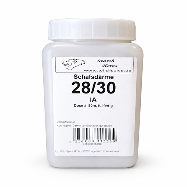 Schafsdarm 28/30 IA 90m – Naturdarm für Bratwurst | ideal für Rind (Halal geeignet) | füllfertig