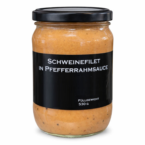 Schweinefilet in Pfefferrahmsauce – zartes Filet in cremiger Sauce 530g (gluteinfrei)