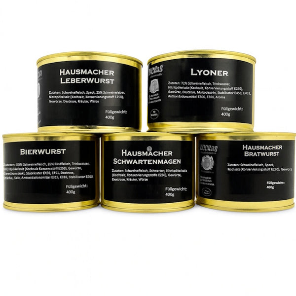 Wurstkonserven Sortiment Metzgerei Luckas